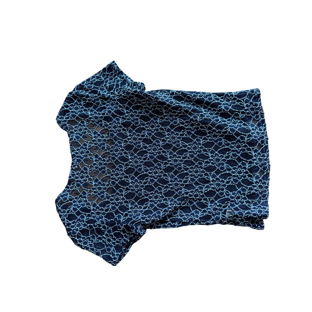 Heart & Soul Navy Floral Lace Top Women's Large Y2K Whimsigoth Fairy Grunge - Picture 5 of 6